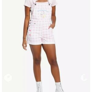 Pink Checkered Overalls with Ice Cream Print